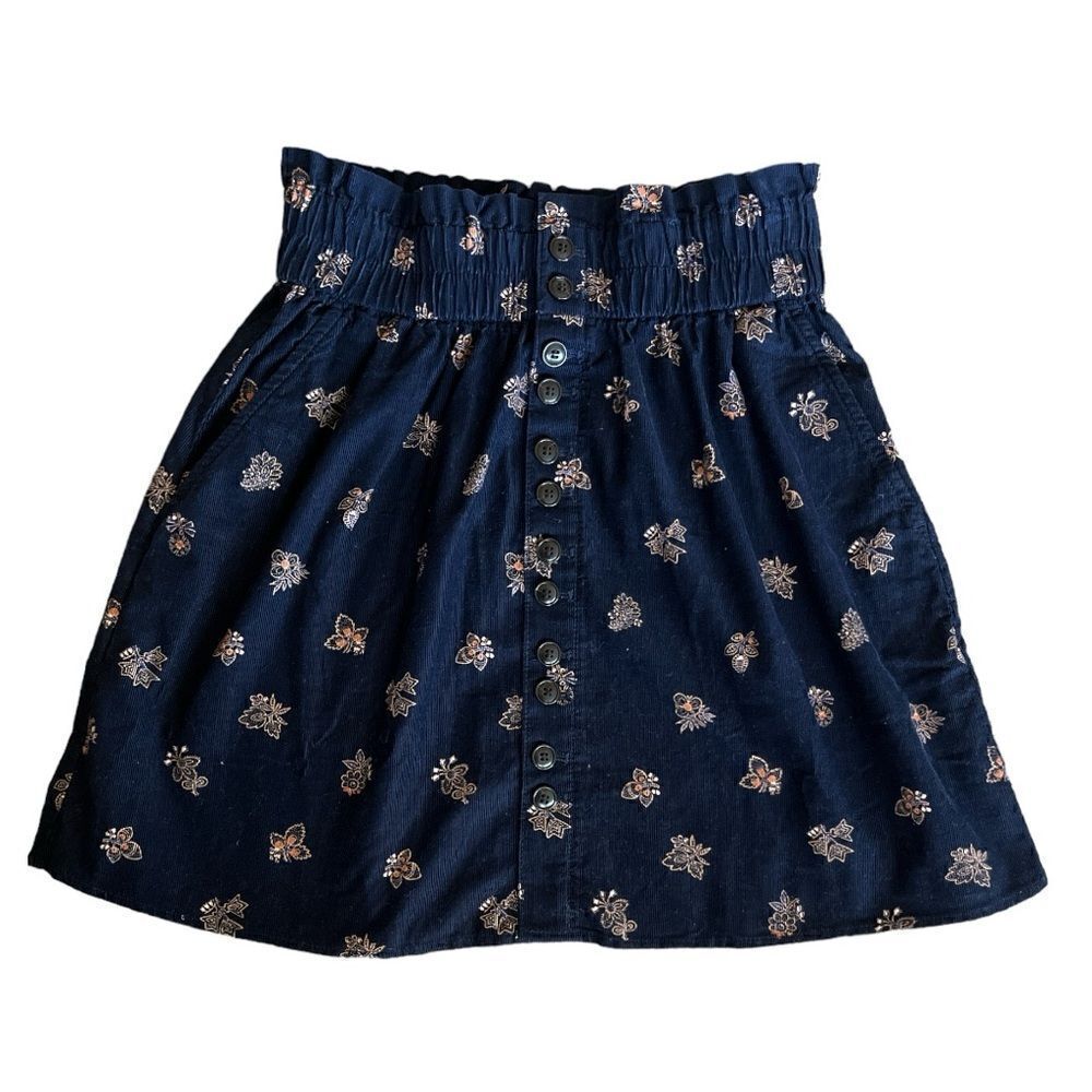 NWT- Madewell Button Front Corduroy Paperbag Miniskirt